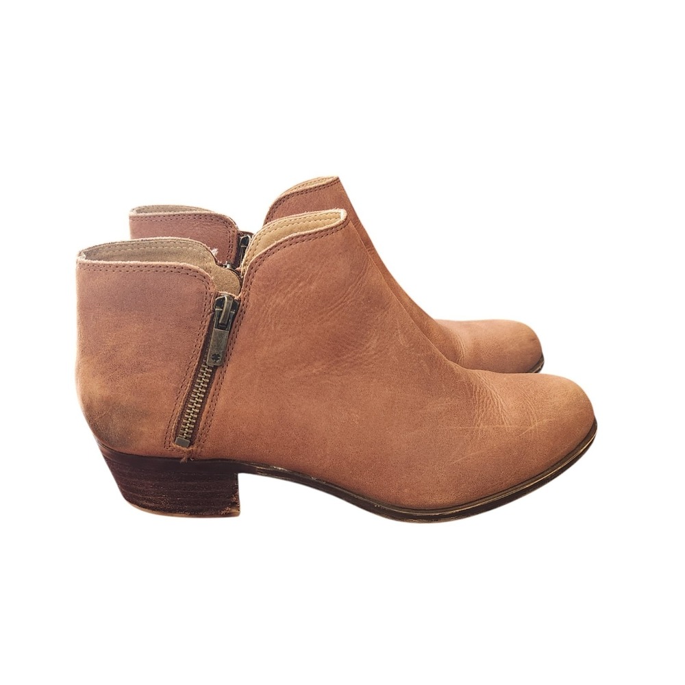 Lucky Brand Burklee Side‎ Zip Ankle Boots Brown Spiced Tan Leather Women's 10M